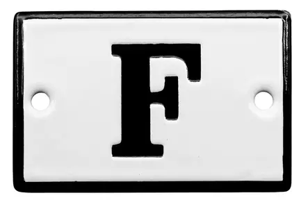 Kirjain 6 x 4 cm, emaloitu - Emaliset kirjainkilvet - 947-042-F - 1